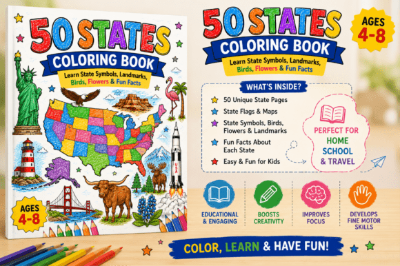 Download 50 USA States Coloring Book for Kids - K Collection