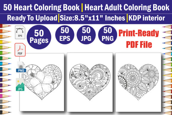 Download Heart Flowers Coloring Book for Adult - K Collection