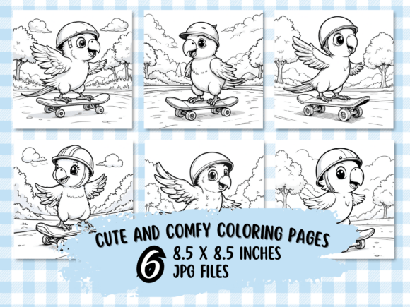 Download Cute Baby Parrot Skate Coloring - K Collection