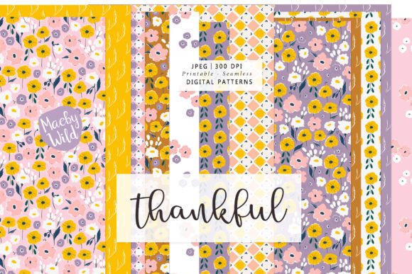 Download Thankful Retro Flower Patterns - K Collection