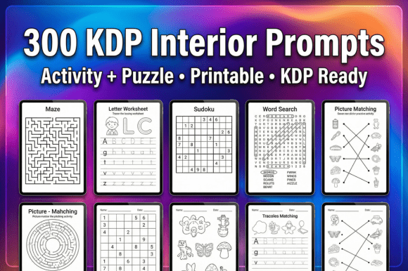 Download 300 KDP Interior Prompts Activity,Puzzle - K Collection
