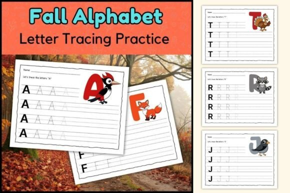 Download Fall Alphabet Letter Tracing Worksheets - K Collection