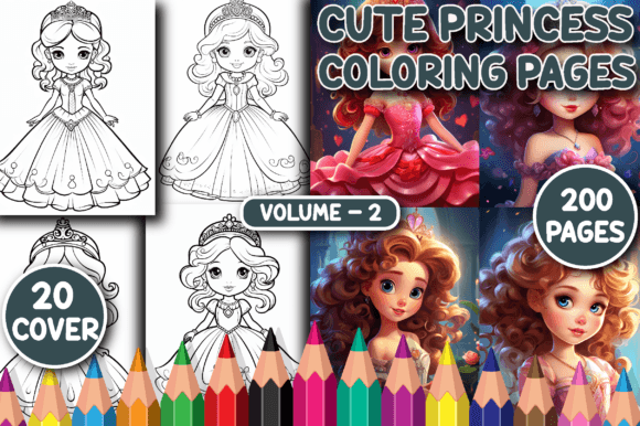 Download 200 Cute Princess Coloring Pages V - 2 - Coloring Collection