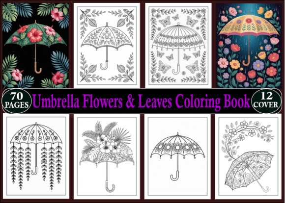 Download Umbrella Flowers &amp; Leaves Coloring Book - K Collection