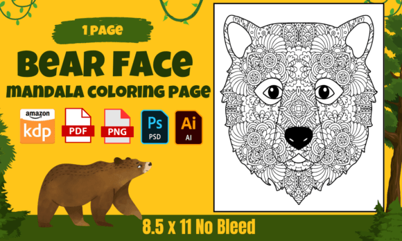 Download Bear Face Mandala Coloring Page Adults - Coloring Collection