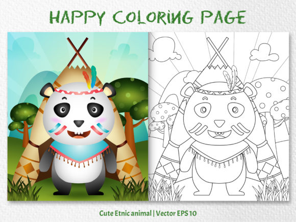 Download A Cute Panda Etnic - Coloring Page - Coloring Collection