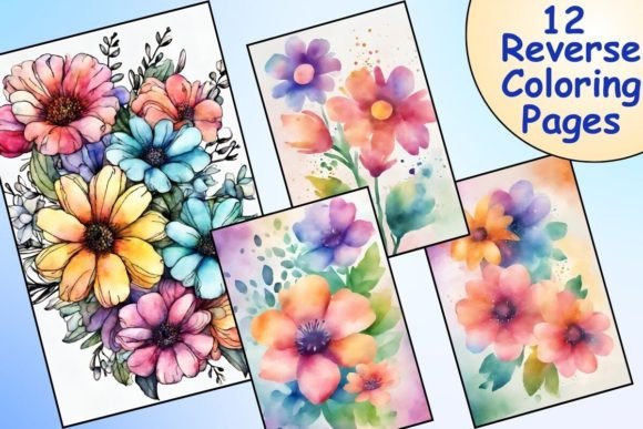 Download Adorable Flowers Reverse Coloring Pages - Coloring Collection