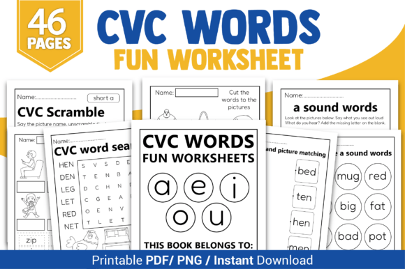 Download CVC Words Fun Worksheets - K Collection