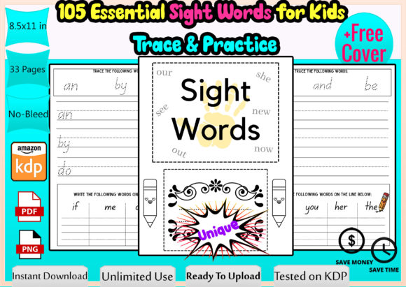 Download 105 Essential Sight Words for Kids Kdp - K Collection