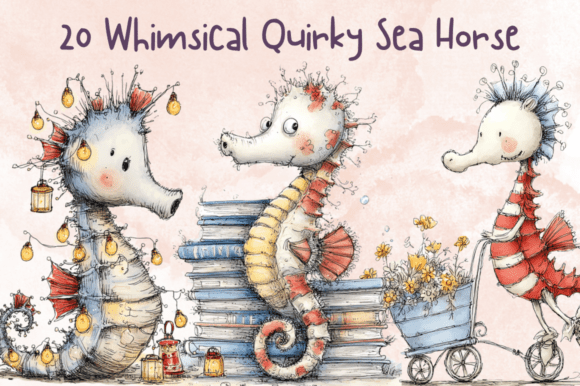 Download Whimsical Quirky Sea Horse Clipart - K Collection