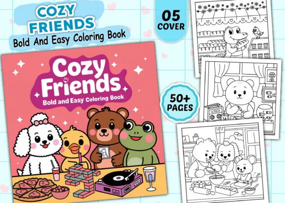 Download Cozy Friends Bold and Easy Coloring Book - K Collection