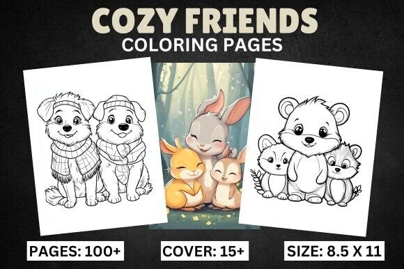 Download Cozy Friends Coloring Book for Adults - K Collection
