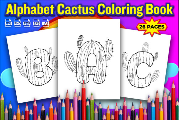 Download Alphabet Cactus Coloring Book for Kids - K Collection