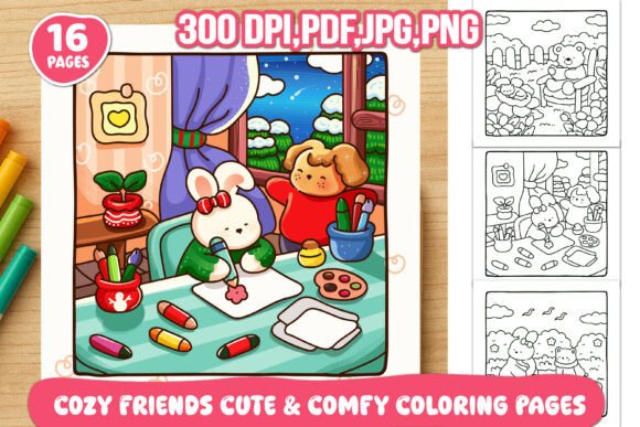Download Cozy Friends Cute &amp; Comfy Coloring Pages - Coloring Collection