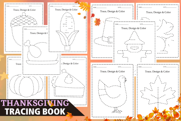 Download Autumn Thanksgiving Tracing Worksheets - K Collection