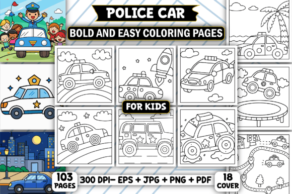 Download Police Car Bold and Easy Coloring Pages - Coloring Collection