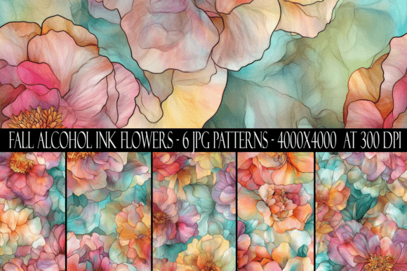 Download Fall Alcohol Ink Flower Patterns - K Collection