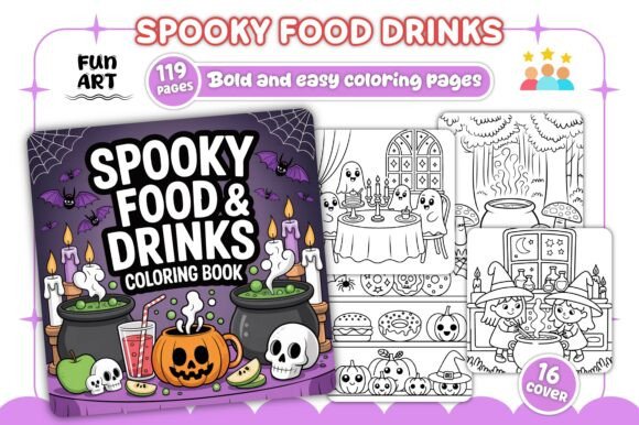 Download Spooky Food &amp; Drinks Coloring Book - K Collection
