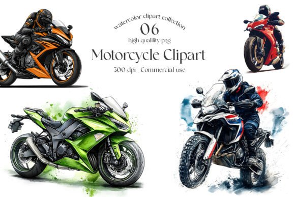 Download Motorcycle Clipart Set- 6 Sport Bike PNG - K Collection