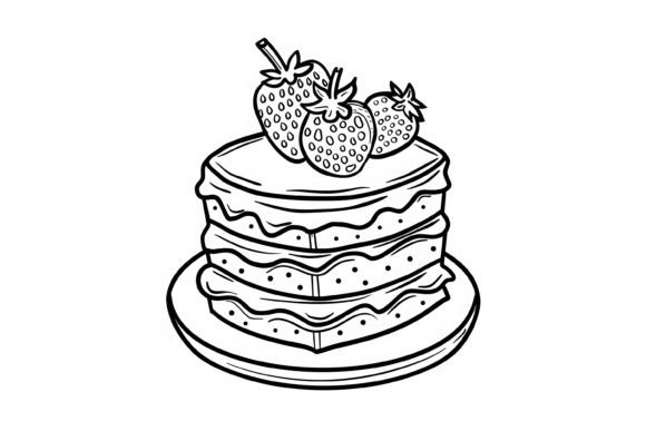 Download Outlined Cake Coloring Adults Page - K Collection