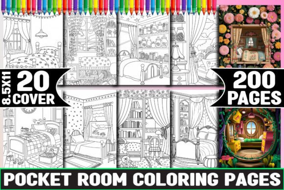 Download 200 Pocket Room Coloring Pages for KDP - K Collection