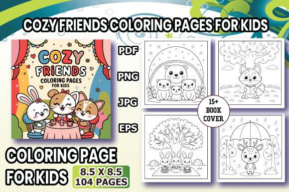 Download Cozy Friends Coloring Pages for Kids - K Collection