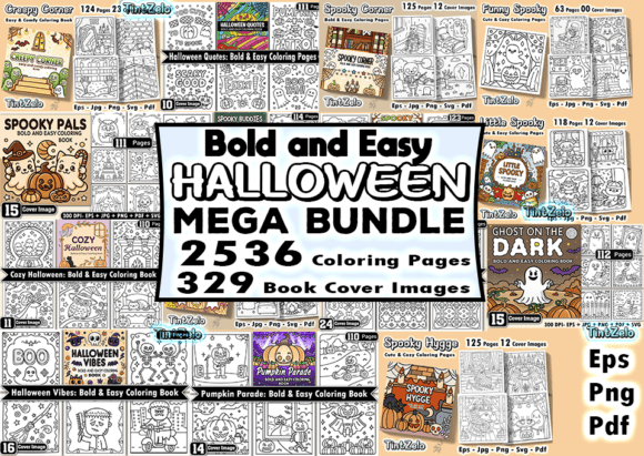 Download 2536 Halloween Mega Coloring Page Bundle - Coloring Collection