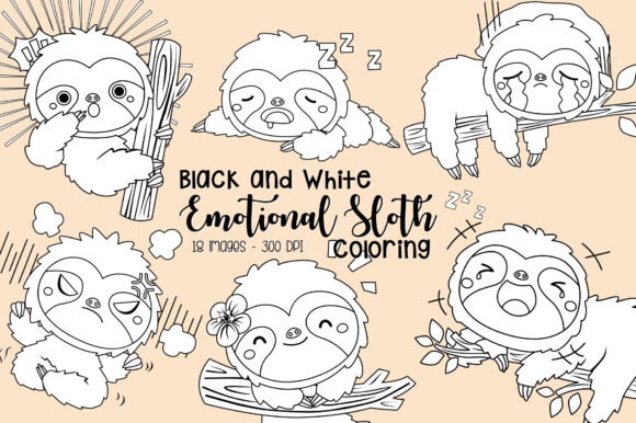 Download Black and White Coloring Sloth - K Collection