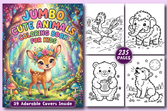 Download Jumbo Cute Animals KIDS Coloring Book - K Collection