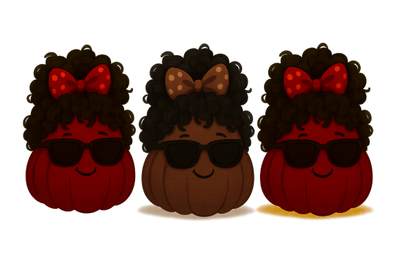 Download Cute Brown Pumpkin with Afro and Bow - K Collection