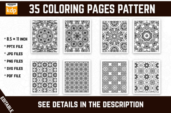 Download 35 Unique Coloring Pages Pattern for KDP - K Collection