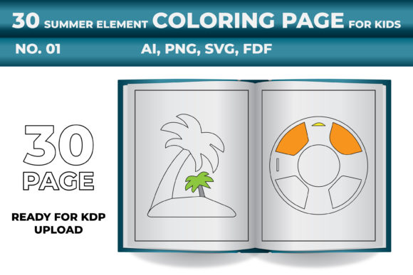 Download Kdp Summer Coloring Page Svg Set for Kid - K Collection