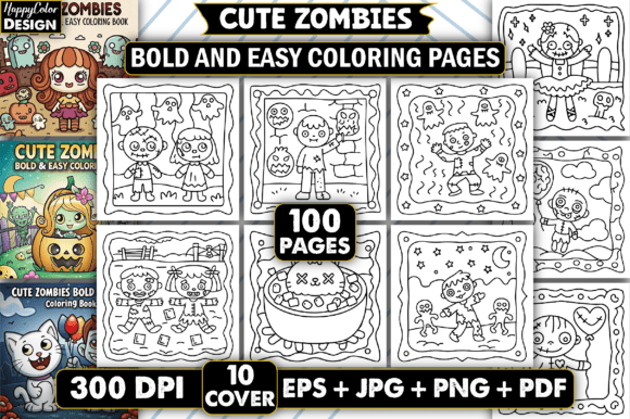 Download Cute Zombies: Bold &amp; Easy Coloring Pages - Coloring Collection