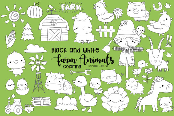 Download Black and White Coloring Farm Animal - K Collection