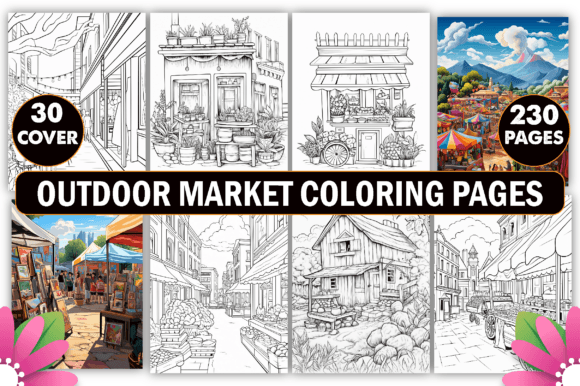 Download Outdoor Market Coloring Pages for Adults - K Collection