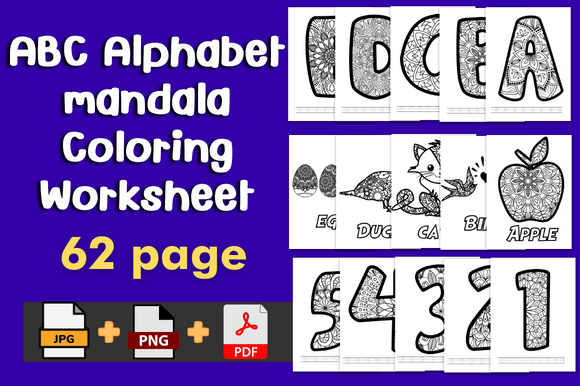 Download ABC Alphabet Mandala Coloring Worksheet - K Collection
