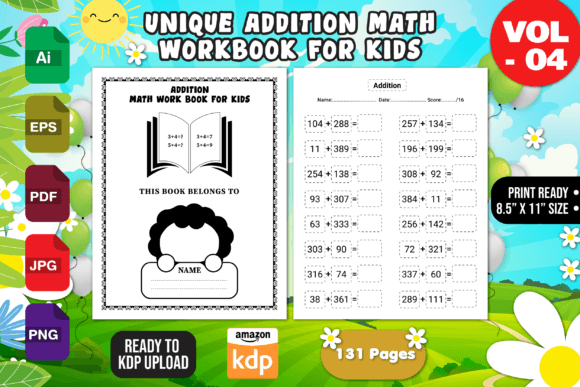 Download Printable Addition Math Workbook Vol - 4 - K Collection