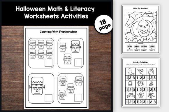 Download Halloween Math &amp; Literacy Worksheets - K Collection