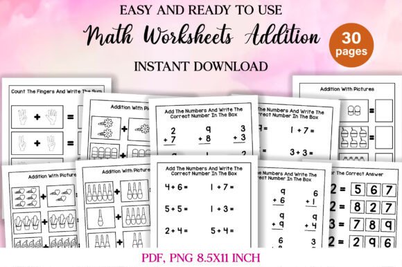 Download Math Addition Workbook for Kindergarten - K Collection