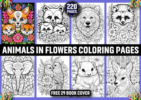 Download 220 Animals in Flowers Coloring Pages - Coloring Collection