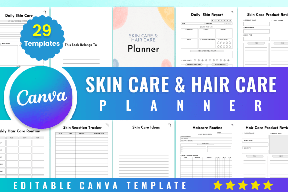 Download Editable Skin Care &amp; Hair Care Planner - K Collection