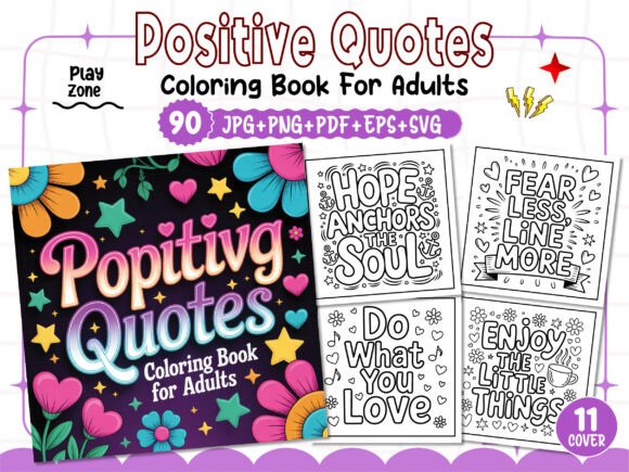 Download Positive Quotes Coloring Book for Adults - K Collection