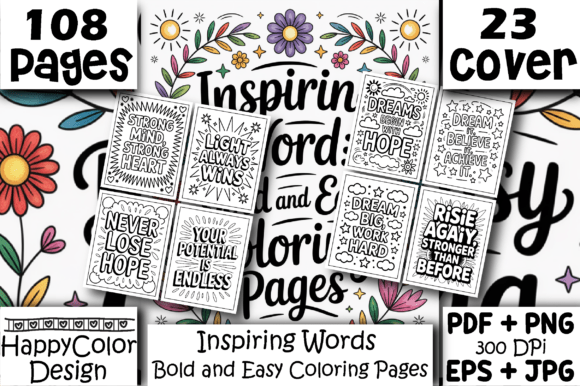 Download Inspiring Word Bold &amp; Easy Coloring Book - K Collection