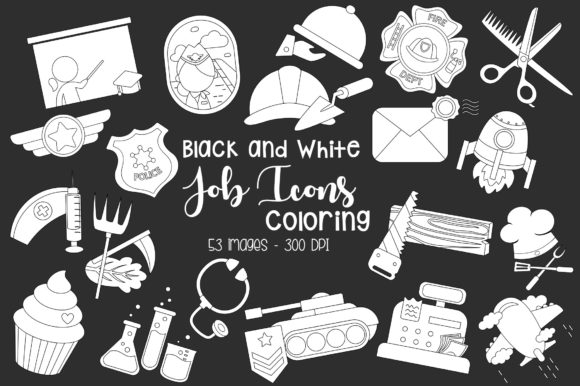 Download Black and White Coloring Job Icons - K Collection