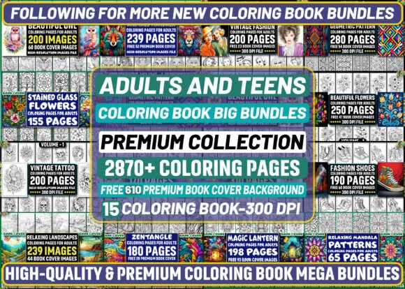 Download Adults-Teens Coloring Book Big Bundles - K Collection