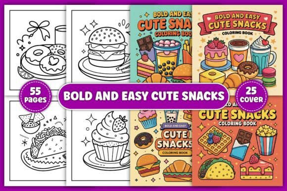 Download Bold and Easy Cute Snacks Coloring Book - K Collection