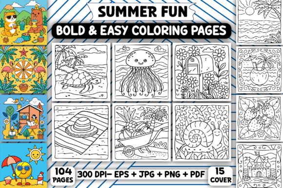 Download Summer Fun: Bold and Easy Coloring Pages - Coloring Collection