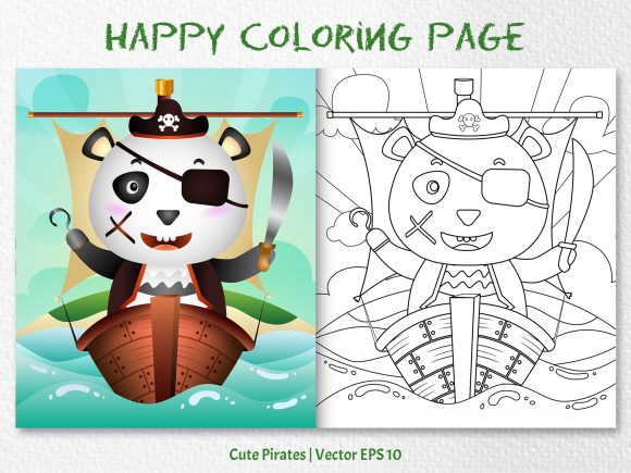 Download A Cute Panda Pirates - Coloring Page - Coloring Collection
