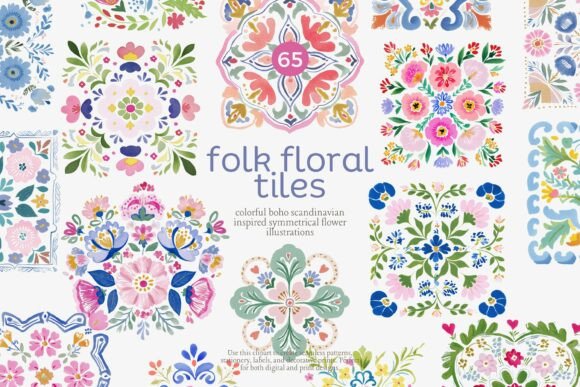 Download Folk Floral Tiles Clipart Set - K Collection