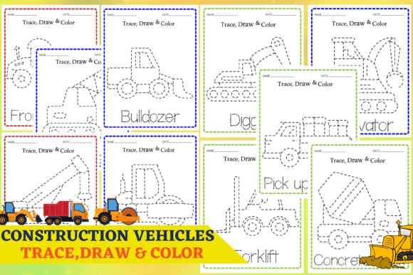 Download Construction Vehicles Tracing &amp;coloring - Coloring Collection